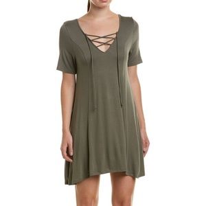 BCBGeneration dusty olive XS lace up t-shirt dress